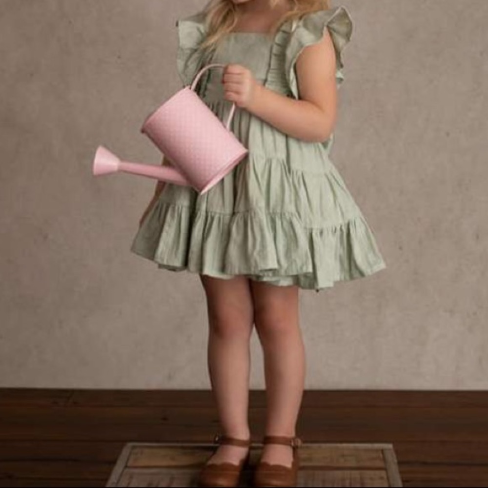 Green pinafore dress